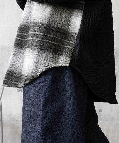 エンボスロゴスウェットアウターチェック柄 レディース 型押し羽織り オーバーサイズ ライトアウター 体型カバー ビッグシルエット春秋服 韓国風 シャツアウター長袖 6YIGUL-008