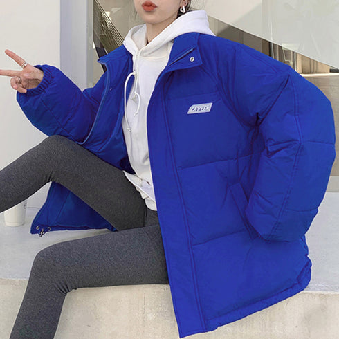 エコダウンジャケット 防寒防風中綿コート レディース スタンドネック フェイクダウンコート ロゴ付きあったかいアウター カジュアル ブルゾン 体型カバージャンパー 6YIHAN-001