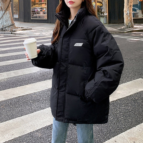 エコダウンジャケット 防寒防風中綿コート レディース スタンドネック フェイクダウンコート ロゴ付きあったかいアウター カジュアル ブルゾン 体型カバージャンパー 6YIHAN-001