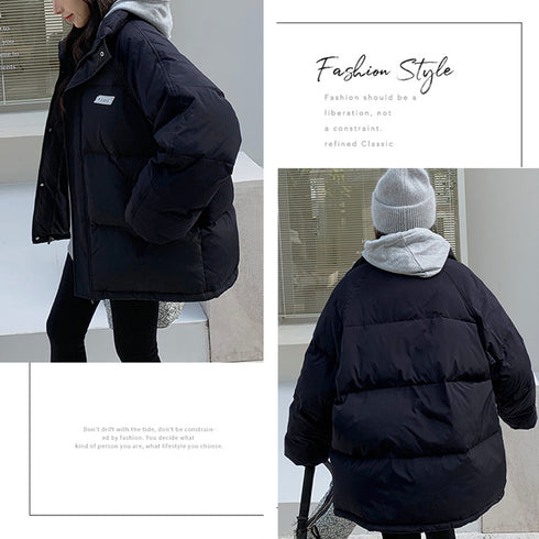 エコダウンジャケット 防寒防風中綿コート レディース スタンドネック フェイクダウンコート ロゴ付きあったかいアウター カジュアル ブルゾン 体型カバージャンパー 6YIHAN-001