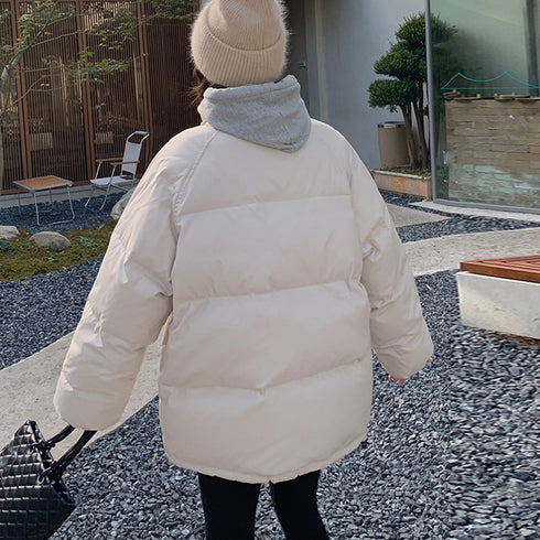 エコダウンジャケット 防寒防風中綿コート レディース スタンドネック フェイクダウンコート ロゴ付きあったかいアウター カジュアル ブルゾン 体型カバージャンパー 6YIHAN-001