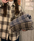 裏起毛チェックシャツジャケット ゆったり レディース レトロ風 厚手シャツカーディガン あったたか長袖軽アウター カジュアル シャツアウター 体型カバー ふわふわ 6YINGXIANG-001