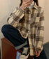 裏起毛チェックシャツジャケット ゆったり レディース レトロ風 厚手シャツカーディガン あったたか長袖軽アウター カジュアル シャツアウター 体型カバー ふわふわ 6YINGXIANG-001