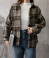 裏起毛チェックシャツジャケット ゆったり レディース レトロ風 厚手シャツカーディガン あったたか長袖軽アウター カジュアル シャツアウター 体型カバー ふわふわ 6YINGXIANG-001