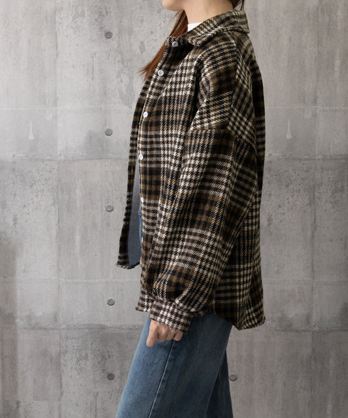 裏起毛チェックシャツジャケット ゆったり レディース レトロ風 厚手シャツカーディガン あったたか長袖軽アウター カジュアル シャツアウター 体型カバー ふわふわ 6YINGXIANG-001