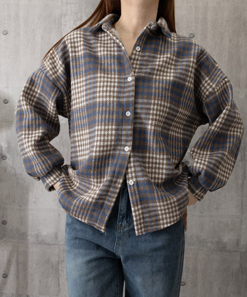 裏起毛チェックシャツジャケット ゆったり レディース レトロ風 厚手シャツカーディガン あったたか長袖軽アウター カジュアル シャツアウター 体型カバー ふわふわ 6YINGXIANG-001