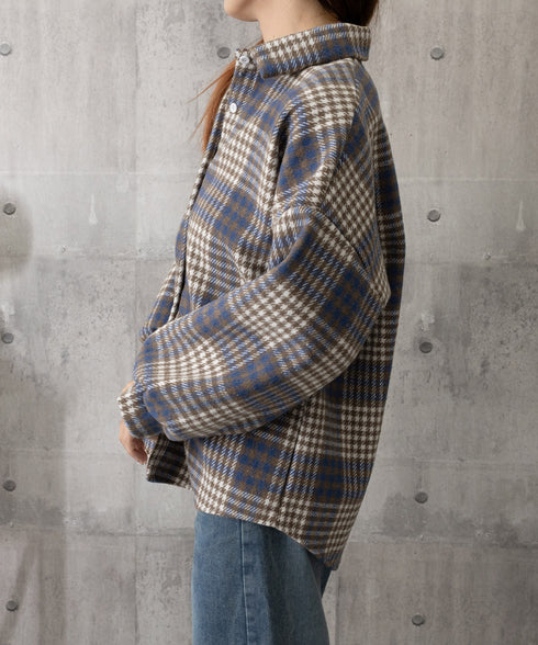 裏起毛チェックシャツジャケット ゆったり レディース レトロ風 厚手シャツカーディガン あったたか長袖軽アウター カジュアル シャツアウター 体型カバー ふわふわ 6YINGXIANG-001