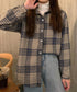 裏起毛チェックシャツジャケット ゆったり レディース レトロ風 厚手シャツカーディガン あったたか長袖軽アウター カジュアル シャツアウター 体型カバー ふわふわ 6YINGXIANG-001
