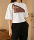 レイヤードタンク付きTシャツカットアウト アシンメトリーTシャツ タンクトップ2点セット レディース Y2Kレイヤードトップスクロップド丈 半袖カットソー 韓国風 6YIXIU-001