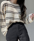 透かし編み ニットトップス ボーダー夏服 サマーニット レディース クルーネック ショート丈トップス ゆったり プルオーバー 大人カジュアル 冷房対策 日焼け止め 6YIYUAN-002