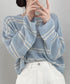透かし編み ニットトップス ボーダー夏服 サマーニット レディース クルーネック ショート丈トップス ゆったり プルオーバー 大人カジュアル 冷房対策 日焼け止め 6YIYUAN-002