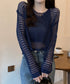 メッシュニット タンクトップ 2点セット ショート丈ニットトップス セットアップ 透かし編みトップス ニットキャミ 体型カバーニットアンサンブル カジュアル韓国風 6YIYUAN-005