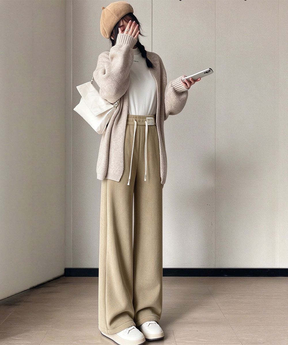 裏起毛パンツレディース裏ボアワイドパンツ
