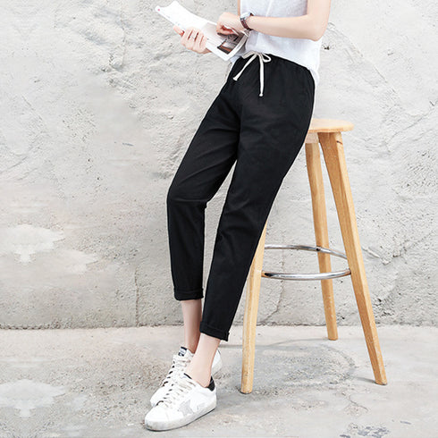 綿麻パンツ ストレートパンツ レディース リネンロングパンツ ウエストゴム アンクル丈 楽ちんイージーパンツ ロールアップ きれいめカジュアル 20代30代40代 6YTANG-001