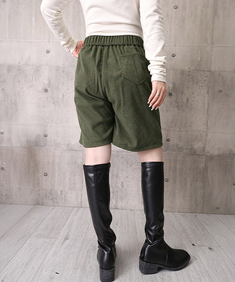 コーデュロイタックワイドハーフパンツ秋冬