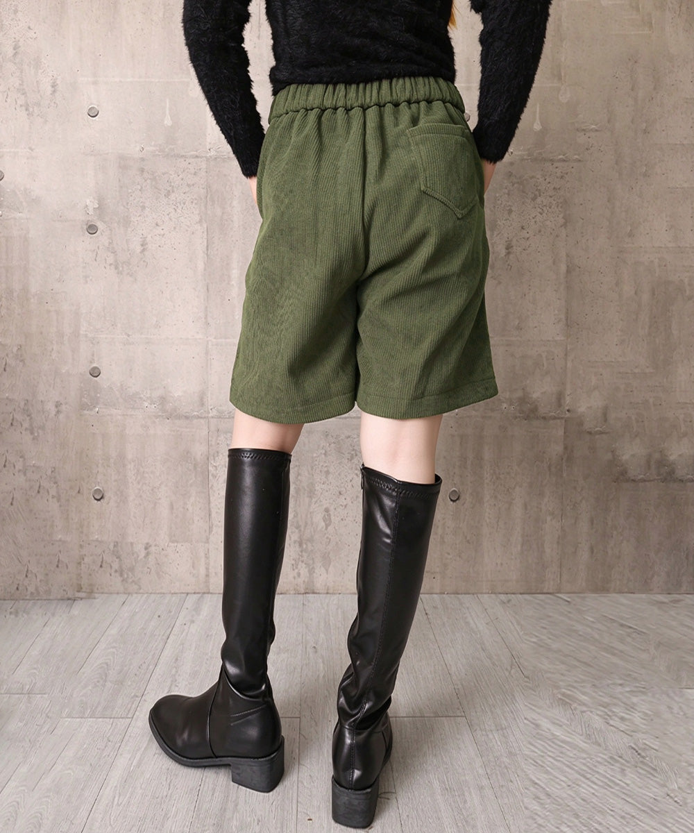 コーデュロイタックワイドハーフパンツ秋冬