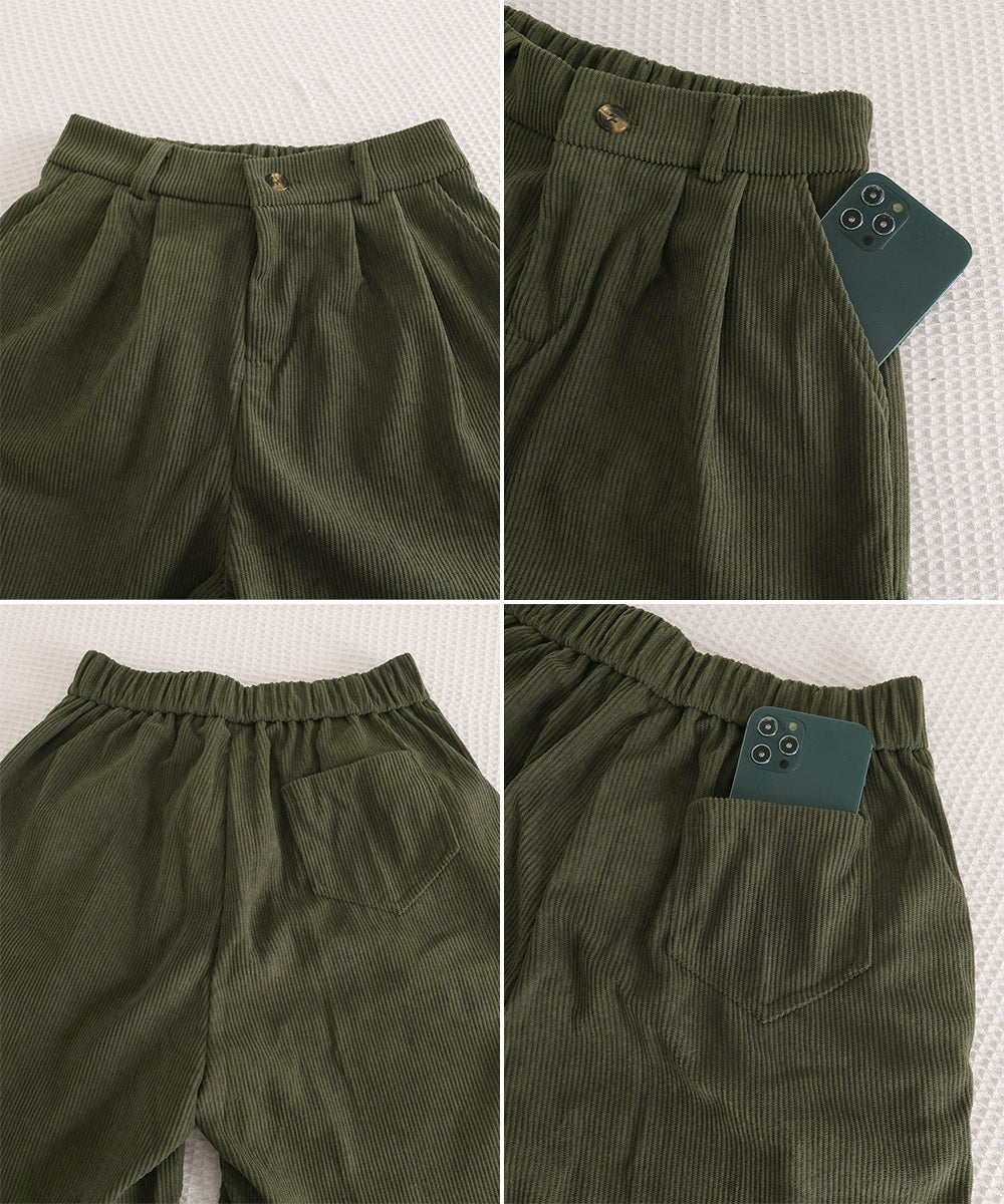 コーデュロイタックワイドハーフパンツ秋冬