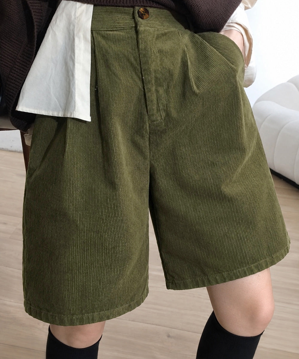 コーデュロイタックワイドハーフパンツ秋冬