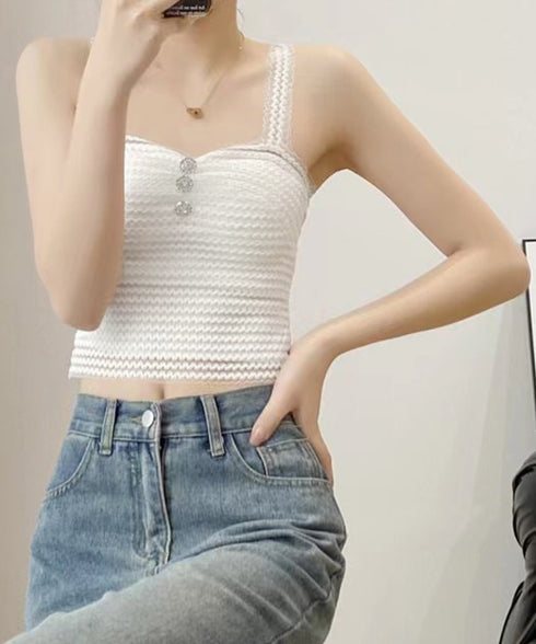 カップ付きキャミソール レースブラトップ ノンワイヤー セクシー レースブラキャミ ヘソ出し 背中見せインナー 胸元ボタン シアーキャミソール ショート丈 着やせ 6YUQIAN-001