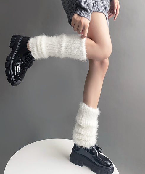 ニットレッグウォーマー レディース 靴下 ニットレッグカバー ロング丈 ファーアームウォーマー 秋冬フットウェア 美脚 ルームソックス 防寒グッズ ボリューム 6YUWEI-002