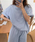 スウェットセットアップ レディース 夏服 スウェットトップス+パンツ 上下2点セット ゆったりプルオーバー 短パン カジュアルルームウェアセット リラックス部屋着 6YYG-001