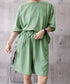 スウェットセットアップ レディース 夏服 スウェットトップス+パンツ 上下2点セット ゆったりプルオーバー 短パン カジュアルルームウェアセット リラックス部屋着 6YYG-001