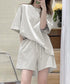 スウェットセットアップ レディース 夏服 スウェットトップス+パンツ 上下2点セット ゆったりプルオーバー 短パン カジュアルルームウェアセット リラックス部屋着 6YYG-001