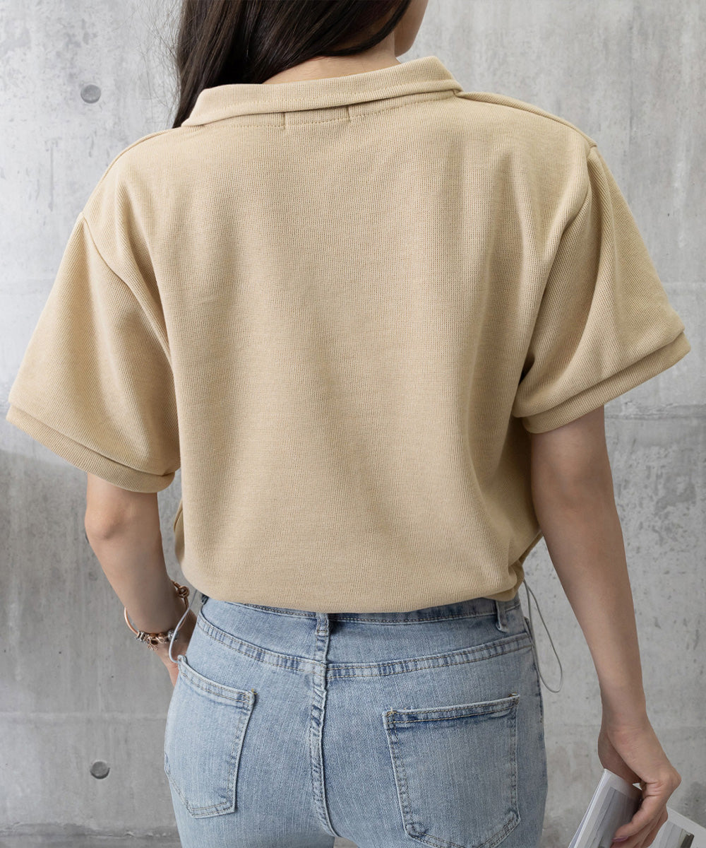 Vネックポロ襟カットソー レディース夏服 詳細画像22