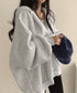 パーカー フード付きVネックプルオーバー レディース ゆったり BF風フーディー ボリューム袖 トレーナー ビッグシルエット スウェット カジュアル ロゴトップス 6YYG-004