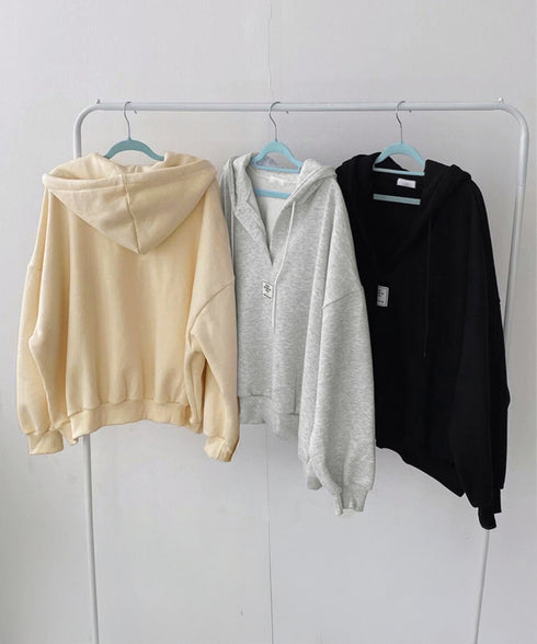 パーカー フード付きVネックプルオーバー レディース ゆったり BF風フーディー ボリューム袖 トレーナー ビッグシルエット スウェット カジュアル ロゴトップス 6YYG-004