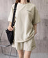 半袖tシャツ ショートパンツセットアップ レディース ワッフル部屋着2点セット 体型カバー夏服着やせ 大人カジュアルスウェットセット ロゴカットソー 短パン 快適 6YYG-006