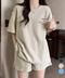 半袖tシャツ ショートパンツセットアップ レディース ワッフル部屋着2点セット 体型カバー夏服着やせ 大人カジュアルスウェットセット ロゴカットソー 短パン 快適 6YYG-006