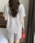 ワンポイントロゴTシャツセットアップ夏服 ゆったり半袖トップス ショートパンツ上下セット リラックスルームウェア カジュアル ワンマイルウェア 韓国風 大人可愛い 6YYG-009