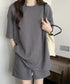 ワンポイントロゴTシャツセットアップ夏服 ゆったり半袖トップス ショートパンツ上下セット リラックスルームウェア カジュアル ワンマイルウェア 韓国風 大人可愛い 6YYG-009