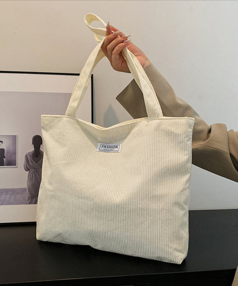 コーデュロイ大容量トートバッグレディース シンプル肩掛けバッグ カジュアルトート 軽量 通学通勤 大きめショッピングバッグ 無地鞄 手提げバッグ大人マザーズバッグ 6ZMIN-011
