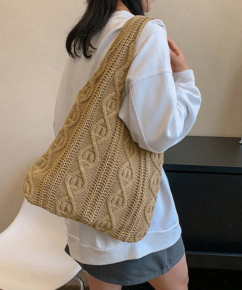 ニットバッグ 韓国 トートバッグ 大容量 ワンショルダーバッグA4 レディース 肩掛けカバン大きめ 軽量バッグ オシャレカバン サブバッグ 折りたたみ エコバッグ 6ZYALI-003