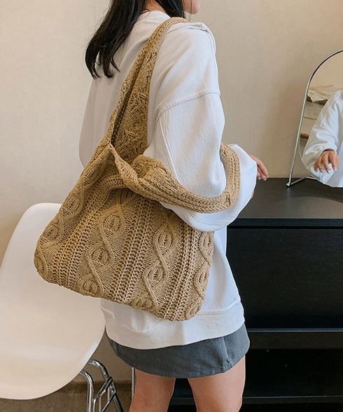 ニットバッグ 韓国 トートバッグ 大容量 ワンショルダーバッグA4 レディース 肩掛けカバン大きめ 軽量バッグ オシャレカバン サブバッグ 折りたたみ エコバッグ 6ZYALI-003