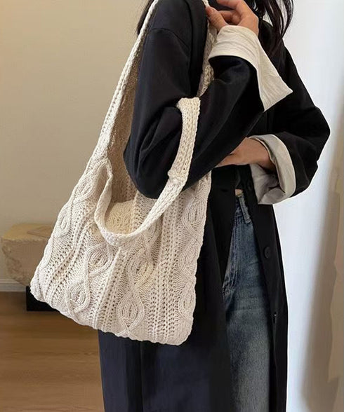 ニットバッグ 韓国 トートバッグ 大容量 ワンショルダーバッグA4 レディース 肩掛けカバン大きめ 軽量バッグ オシャレカバン サブバッグ 折りたたみ エコバッグ 6ZYALI-003