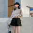 ハイウエスト ショートパンツ レディース フェイクレザー 短パン キュロットパンツ 裾広 美脚 ボトムス 韓国ファッション 秋冬 PUレザー ショートパンツ 6ZYFEN-001
