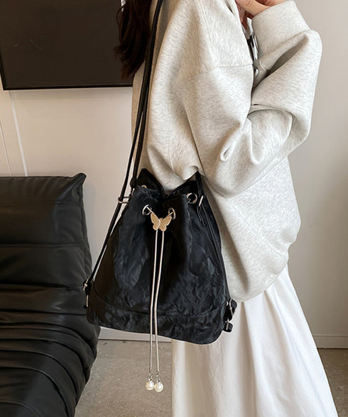 ショルダーバッグ バケツ型鞄 巾着バッグ レディース ミニリュック PUレザー 大人可愛い手提げ パール付きドローストリングバッグ おしゃれ 斜め掛け 3WAY鞄 77AIZHUO-001