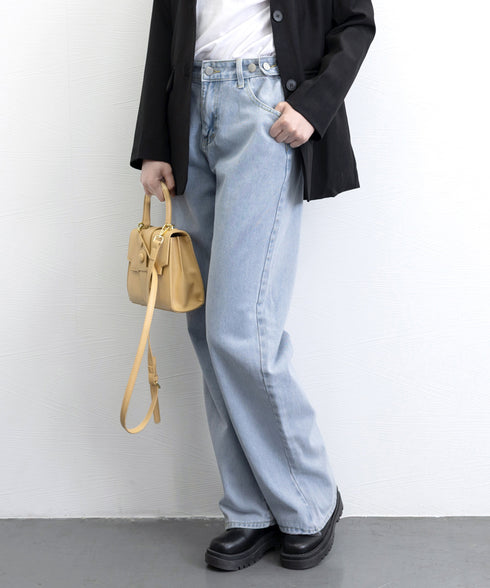 デニムパンツ ウエスト調整可能 ボトムス レディースズボン ハイウエスト ジーパン 細見え ロングパンツ 春秋夏冬 大人美脚 通学 大人カジュアル 着やせジーンズ 77HHM-003