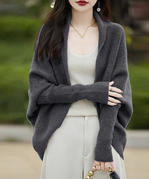 ドルマンニットカーディガン 秋冬アウター レディーストッパーカーディガン 韓国風 秋冬羽織り オフィスカジュアル 体型カバー ニットカーディガン リブ袖 ゆったり 77HONGT-001
