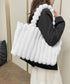 トートバッグ 秋冬 ファーバッグ 大容量 肩掛けバッグ ふわふわ a4対応 ハンドバッグ 大人可愛い 通勤通学 手提げかばん 縦ライン エコファーバッグ 2way 77MENGL-002