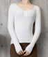 ニットトップス レースネック 長袖 秋冬 リブニット フェミニン 重ね着インナー 大人可愛い ニットカットソー 細見え Uネック 韓国風 無地ニットウェア 着回し 77XIAOHD-010