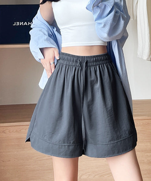 ショートパンツ ウエストゴム レディース 短パン ハイウエスト 韓国風夏服 Aラインボトムス ポケット付き 大人カジュアル 半ズボン 楽ちん ゆったりハーフパンツ 77YIDUN-001