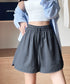 ショートパンツ ウエストゴム レディース 短パン ハイウエスト 韓国風夏服 Aラインボトムス ポケット付き 大人カジュアル 半ズボン 楽ちん ゆったりハーフパンツ 77YIDUN-001
