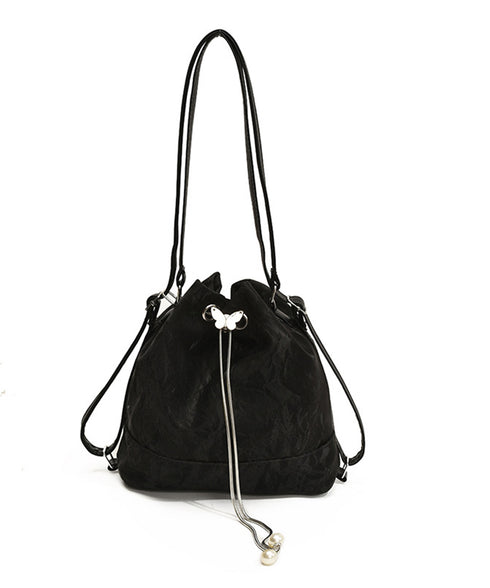 ショルダーバッグ バケツ型鞄 巾着バッグ レディース ミニリュック PUレザー 大人可愛い手提げ パール付きドローストリングバッグ おしゃれ 斜め掛け 3WAY鞄 77AIZHUO-001