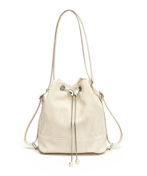 ショルダーバッグ バケツ型鞄 巾着バッグ レディース ミニリュック PUレザー 大人可愛い手提げ パール付きドローストリングバッグ おしゃれ 斜め掛け 3WAY鞄 77AIZHUO-001