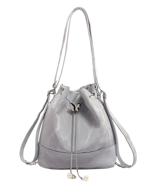 ショルダーバッグ バケツ型鞄 巾着バッグ レディース ミニリュック PUレザー 大人可愛い手提げ パール付きドローストリングバッグ おしゃれ 斜め掛け 3WAY鞄 77AIZHUO-001