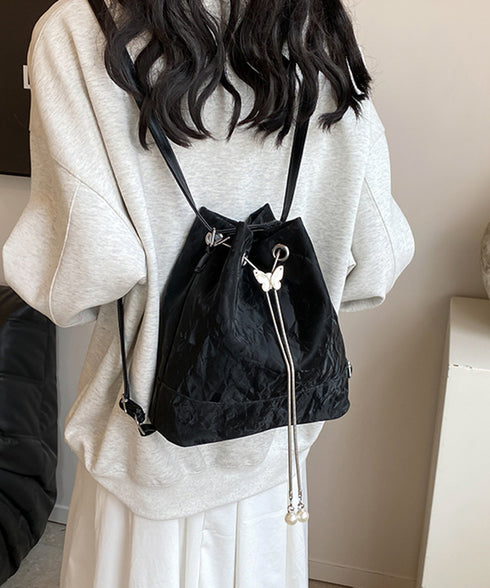 ショルダーバッグ バケツ型鞄 巾着バッグ レディース ミニリュック PUレザー 大人可愛い手提げ パール付きドローストリングバッグ おしゃれ 斜め掛け 3WAY鞄 77AIZHUO-001